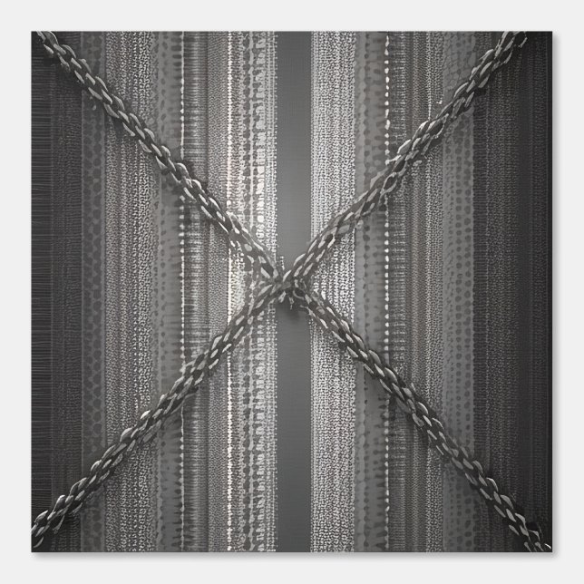 Papel Pintado Banda gris negrita con cadenas cruzadas (Anverso)