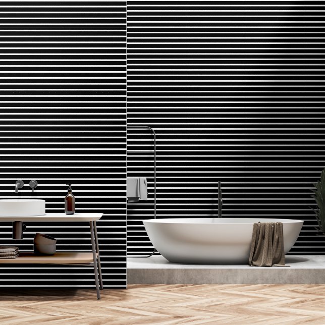 Papel Pintado Banda moderna en blanco y negro (Baño)