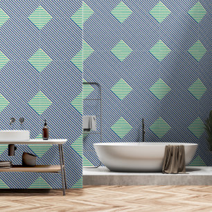 Papel Pintado Banda verde azul de diamante