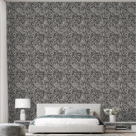Papel Pintado Banda zebra clásica negro y blanco