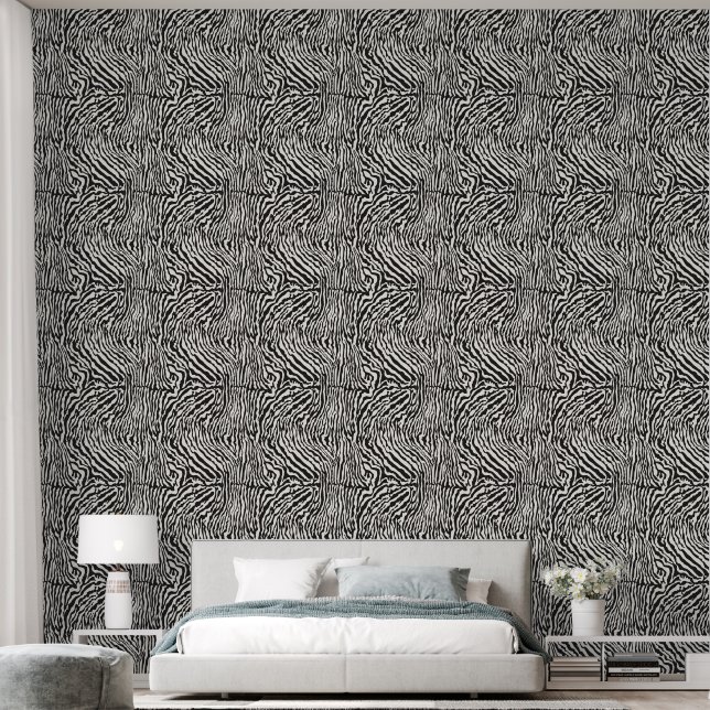 Papel Pintado Banda zebra clásica negro y blanco (Dormitorio)