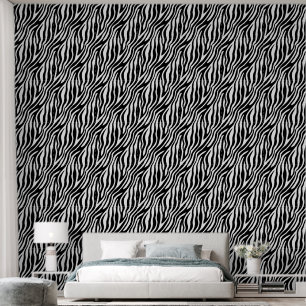 Papel Pintado Banda zebra clásica negro y blanco