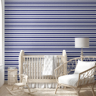 Papel Pintado Bandas azules y blancas de marinero (escala media)