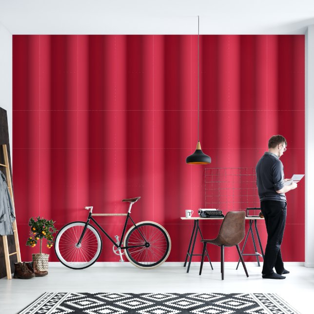 Papel Pintado Bandas de efecto 3D rojo moderno (Sala de estar)
