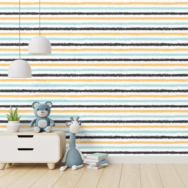 Papel Pintado Bandas de pintura de juego (Whimsical contemporary stripes, the perfect wallpaper for any room!)
