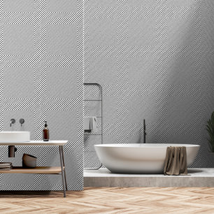 Papel Pintado Bandas diagonales en franjas blancas negras