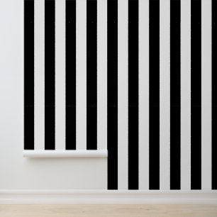 Papel Pintado Bandas en blanco y negro, patrón a rayas, líneas