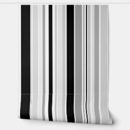 Papel Pintado Bandas modernas de color negro, blanco y gris
