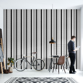 Papel Pintado Bandas modernas de color negro, blanco y gris