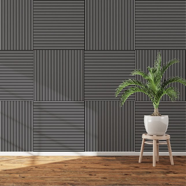 Papel Pintado Bandas modernas en blanco y negro: pelar y pegar (Modern Black & White Stripes: Peel and Stick Wallpaper)