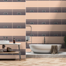 Papel Pintado Bandas monográficas negras y rosas personalizares