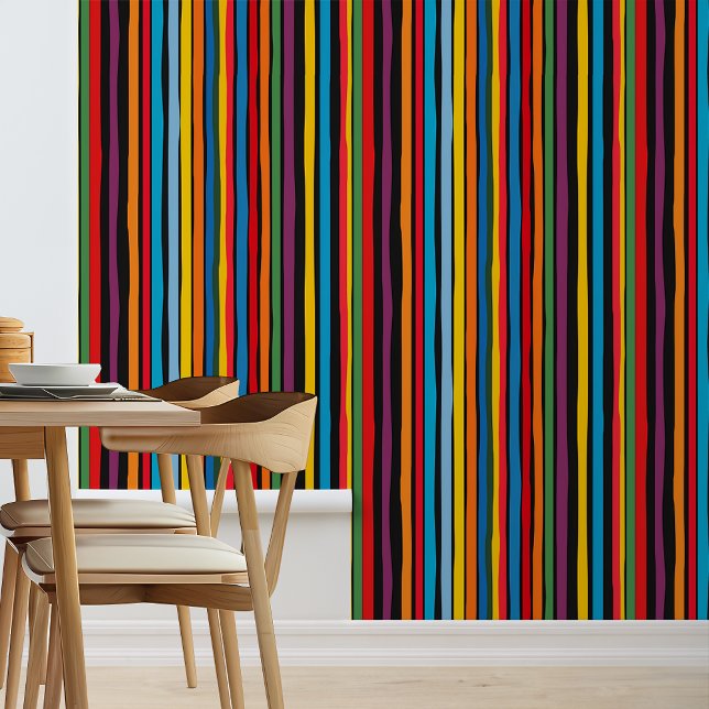 Papel Pintado Bandas multicolores de color negro moderno (Subido por el creador)