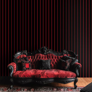 Papel Pintado Bandas rojas góticas y oscuras sobre fondo negro