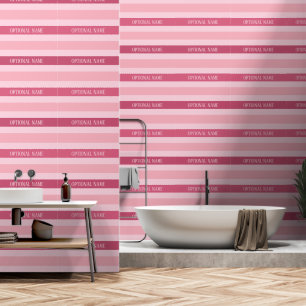 Papel Pintado Bandas rosadas con personalizado de nombres opcion