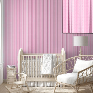 Papel Pintado Bandas rosadas modernas Pelar y pegar Pastel suave