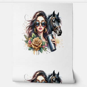 Papel Pintado Bandera Americana Caballo Patriótico Estados Unido