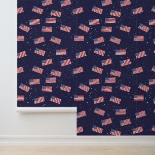 Papel Pintado Bandera estadounidense vintage patriótica roja bla