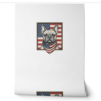 Papel Pintado Bandera vintage patriótica de Bulldog Francés