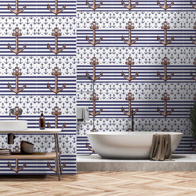 Papel Pintado Baño Náutico (Baño)