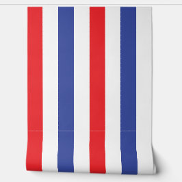 Papel Pintado Barbershop Banda vertical roja, blanca y azul