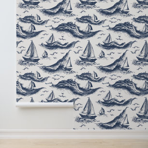 Papel Pintado Barco de vela y olas