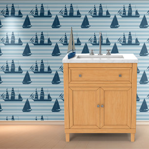 Papel Pintado Barcos y bandas horizontales