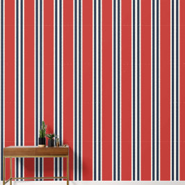 Papel Pintado Barn Red & Navy Double Rugby Stripe 