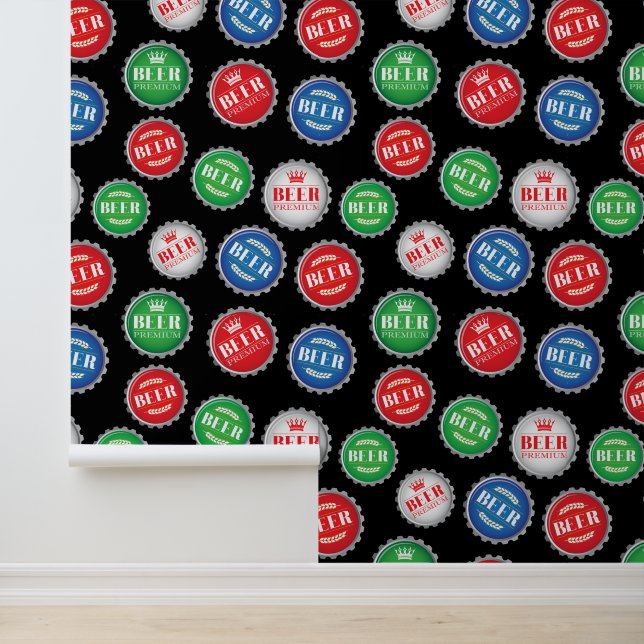 Papel Pintado Barra estampada con botellas de cerveza (Solicitud)