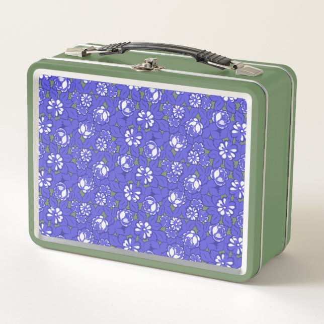 Papel pintado barroco - patrón de flores azules (Anverso)