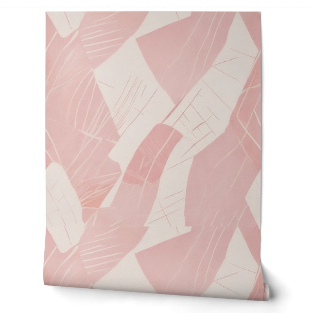 Papel Pintado Batik Geométrico Rosa Moderno (Desenrollar)
