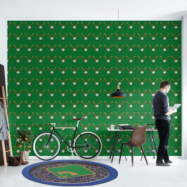 Papel Pintado Bats verdes blancos y blancos de béisbol cruzan co (Subido por el creador)
