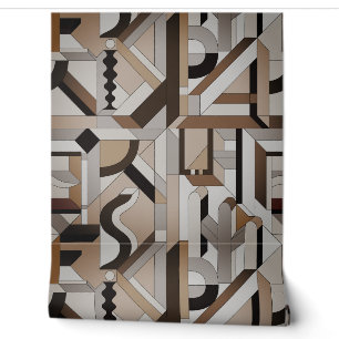 Papel pintado Bauhaus abstracto beige marrón