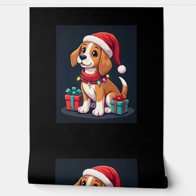 Papel Pintado Beagle Xmas Encendiendo A Navidades De Perro De Sa (Desenrollar)