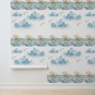 Papel Pintado beautiful mermaid sea oysters