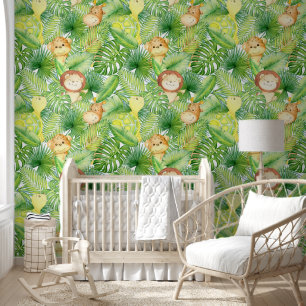 Papel Pintado Bebé Animal Tropical Salta Guardia y Palo