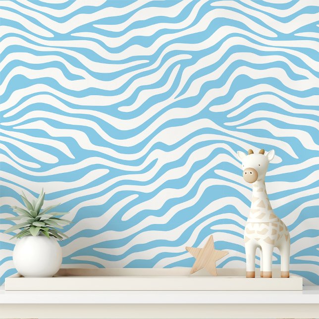 Papel Pintado Bebe Azul y Blanco Estampado de Cebra (Subido por el creador)