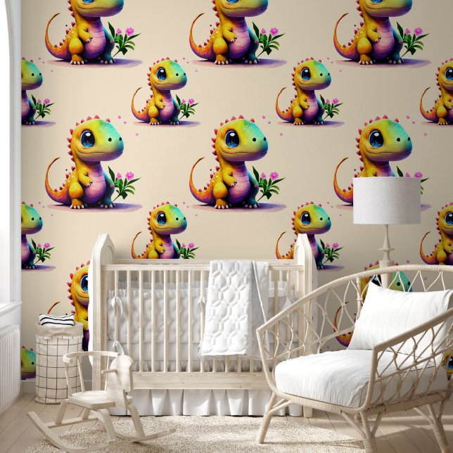 Papel Pintado Bebé Dinosaurio T-Rex Adorable (Niños)