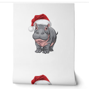 Papel Pintado Bebé Hippo Moo Deng Navidades Camisa Para Niños, W