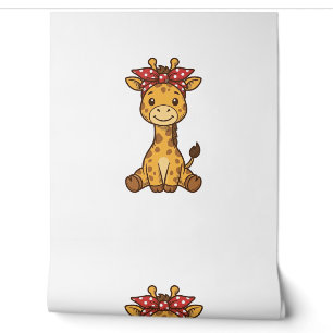 Papel Pintado Bebé jirafa linda con diseño vectorial vintage de