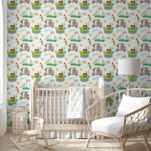 Papel Pintado Bebé Jungle Animals Boho Colours Golfing