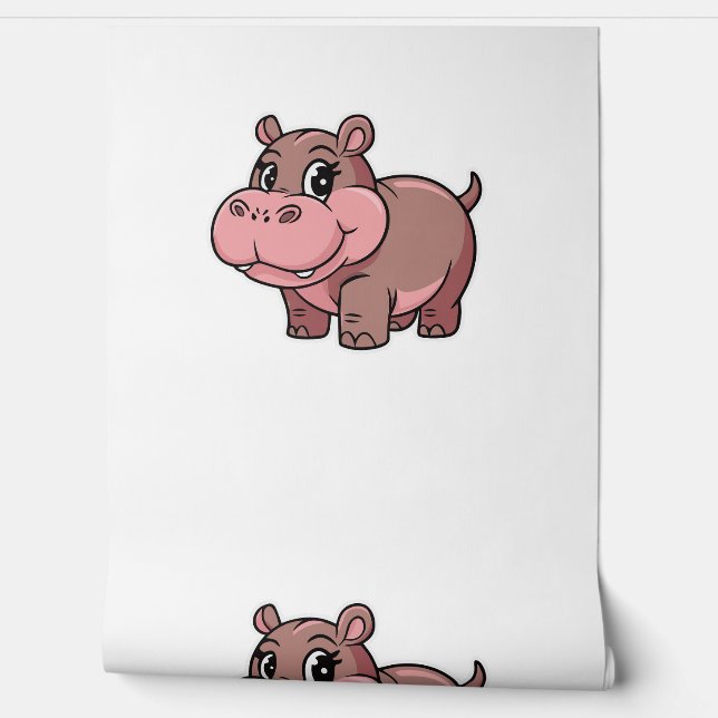 Papel Pintado Bebé lindo Hippo Moo Deng Camiseta De Larga Manga (Desenrollar)