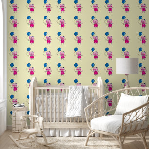 Papel Pintado bebé niña lactante cerda rosa