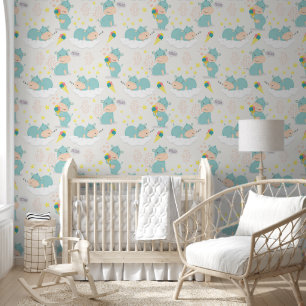 Papel Pintado Bebé Personalizado lindo Hippo Nursera