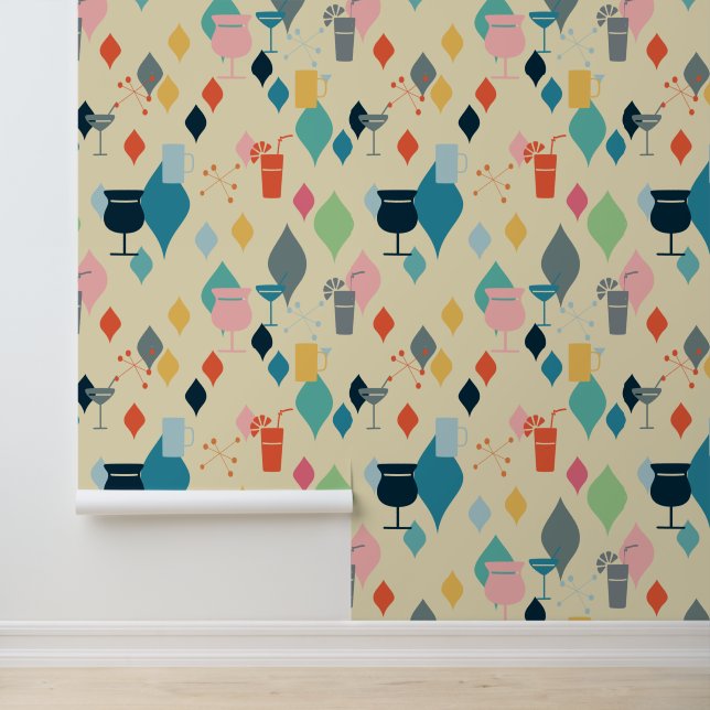 Papel Pintado Bebidas modernas de mediados de siglo (Solicitud)