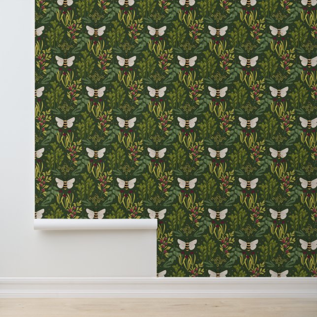 Papel Pintado Bees and Foliage Wallpaper (Solicitud)