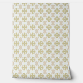 Papel Pintado Beige and olive retro clover pattern on white