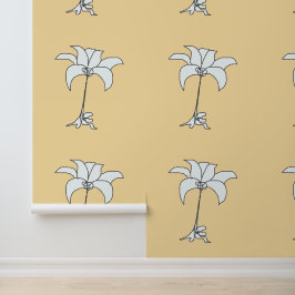 Papel Pintado Beige Floral Blanco