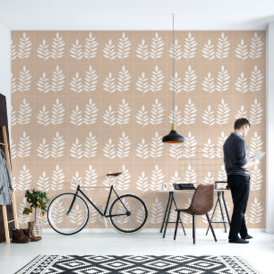 Papel Pintado Beige Floral Hoja Acuarela Botánica Otoño