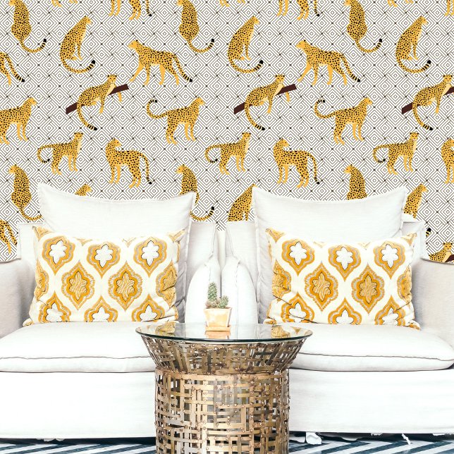 Papel Pintado Beige Naranja Cheetah Leopard Geométrico (Subido por el creador)