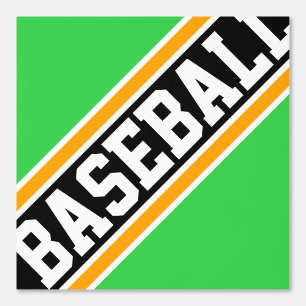 Papel Pintado BÉISBOL Baldosas Verde Brillante Naranja Negro Ray